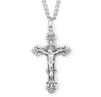 Large Scroll Design Sterling Silver Necklace w/Chain, HMH Religious