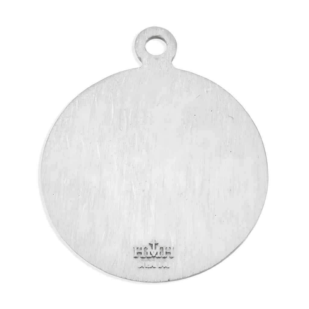 The back of the St. Francis of Assisi with animals .925 sterling silver medal