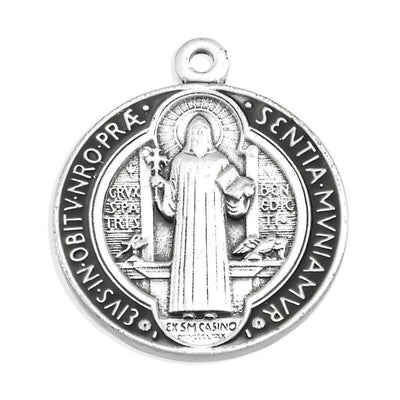 St. Benedict Jubilee epoxy black & red sterling silver medal, HMH Religious (view 2)
