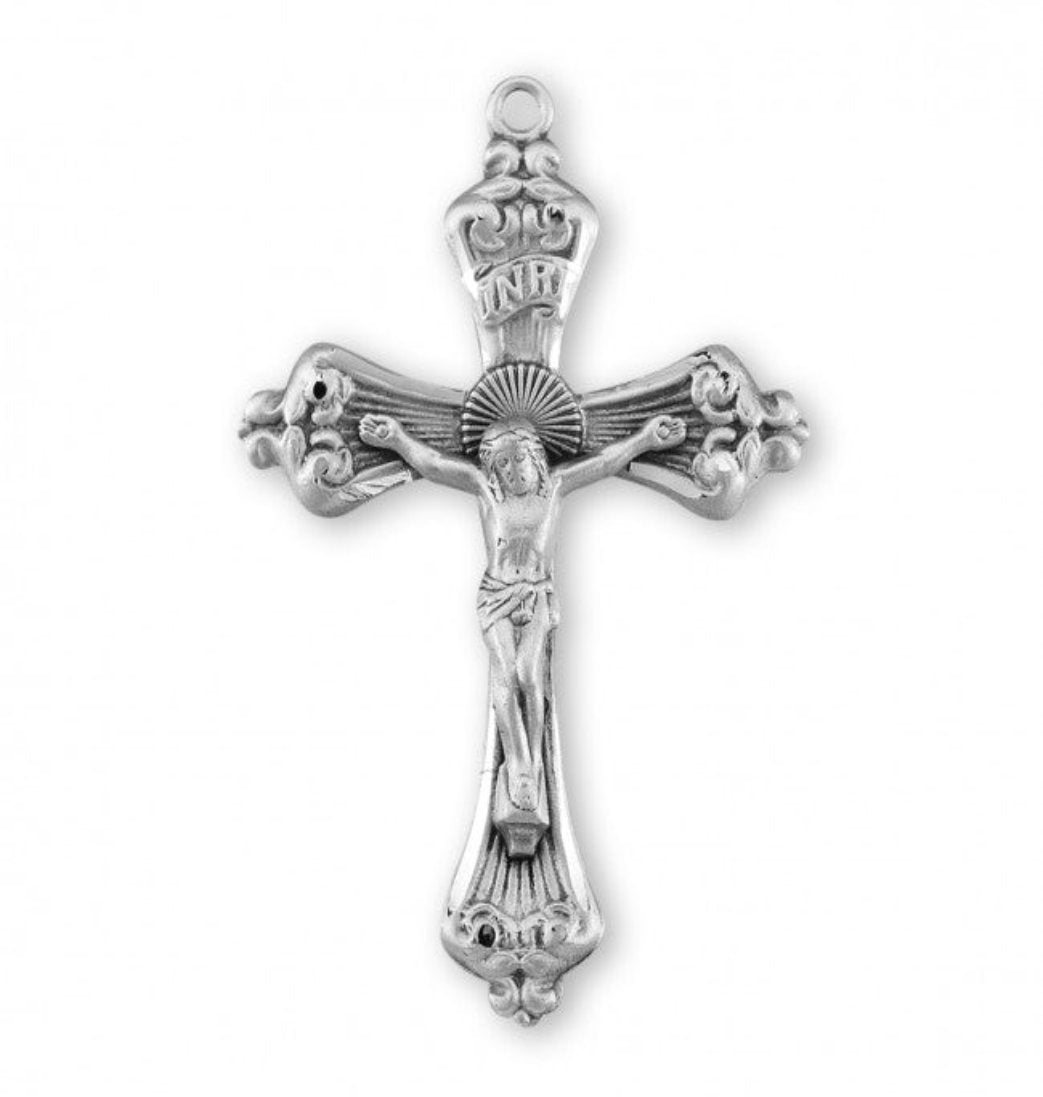 Baroque Scroll Tipped Sterling Silver Crucifix Rosary Part