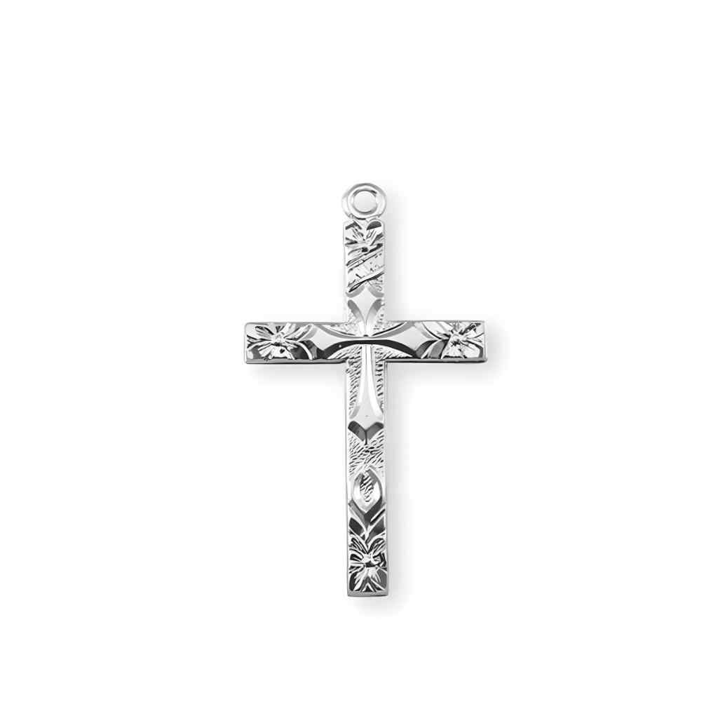HMH Religious Flower Tipped Cross .925 sterling silver pendant