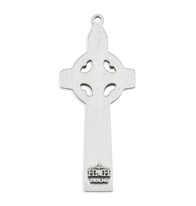 Back of Sterling Silver Irish Celtic Pectoral Cross Necklace, HMH Religious