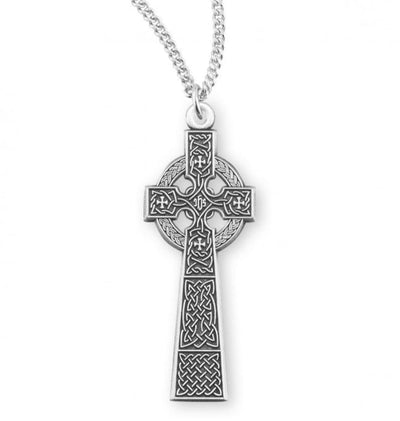 Sterling Silver Irish Celtic cross Pendant, HMH Religious