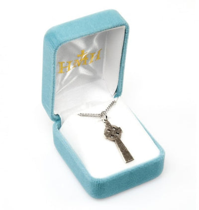 Sterling Silver Irish Celtic cross Pendant in Box, HMH Religious