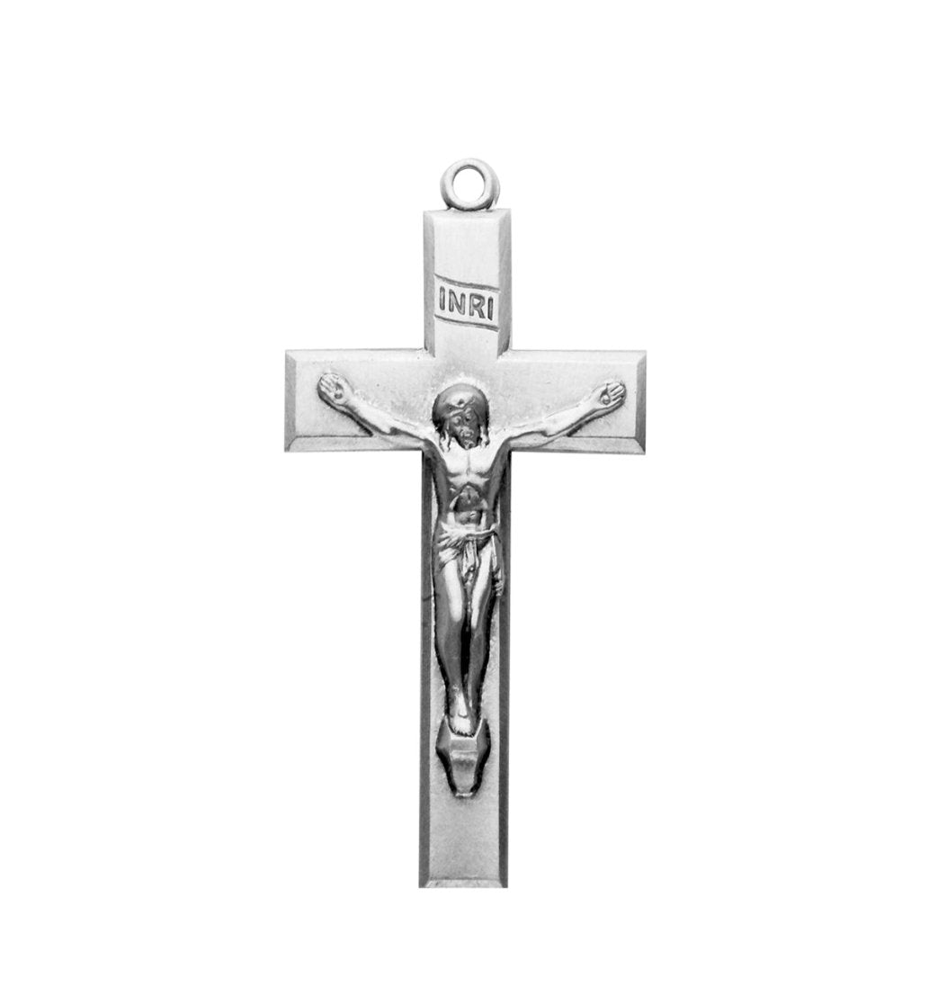 HMH Beveled Edge Sterling Silver Crucifix Rosary Part