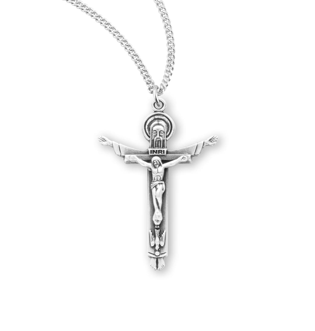 HMH Religious Father, Son and Holy Spirit Trinity Sterling Silver Crucifix,