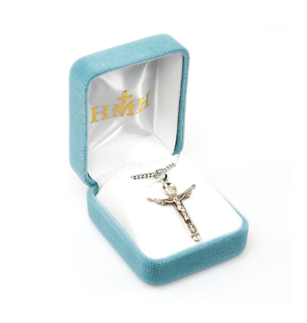 HMH Religious  Sterling Silver Father, Son and Holy Spirit Trinity Crucifix in Gift Box,