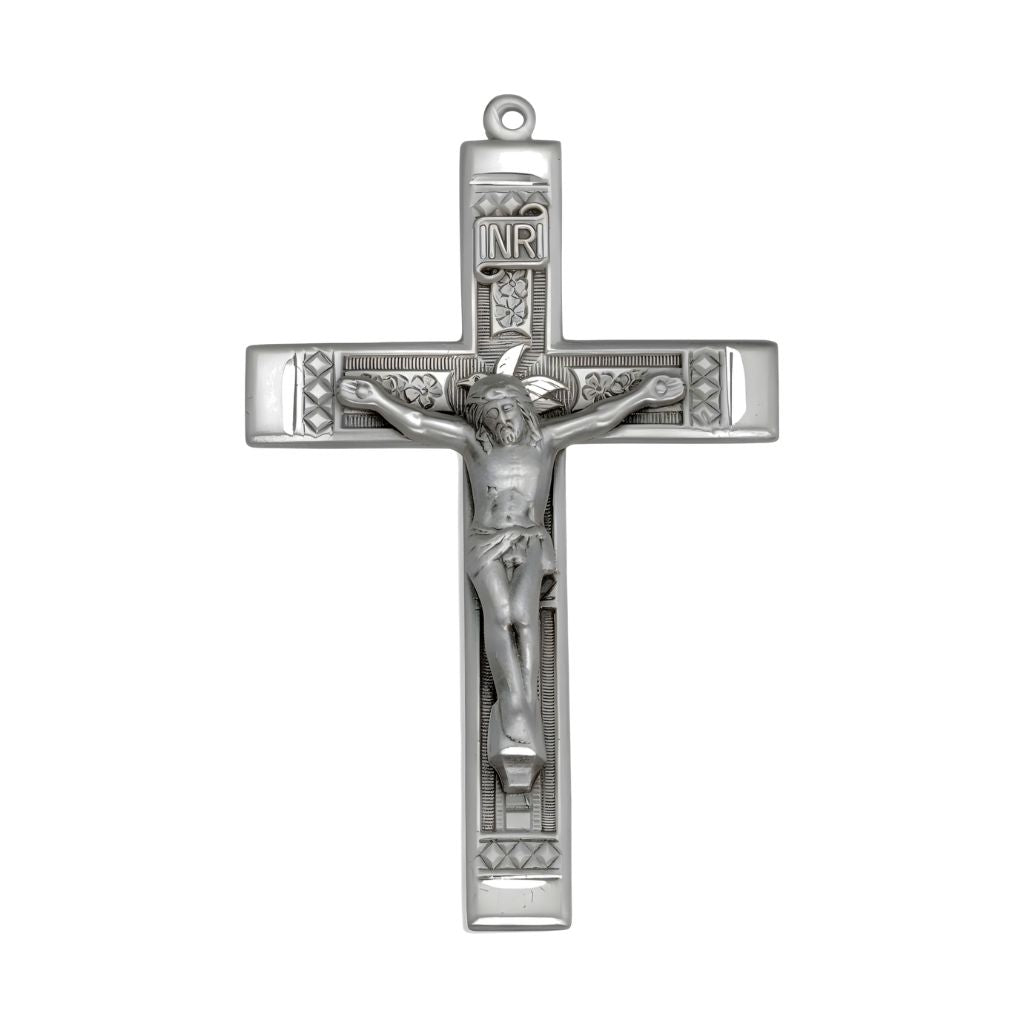 HMH Religious Floral Design Sterling Silver Crucifix Rosary Parts and Supplies,