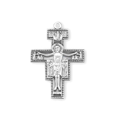 Front of the Franciscan San Damiano Crucifix Sterling Silver Medal, HMH Religious (view 2)