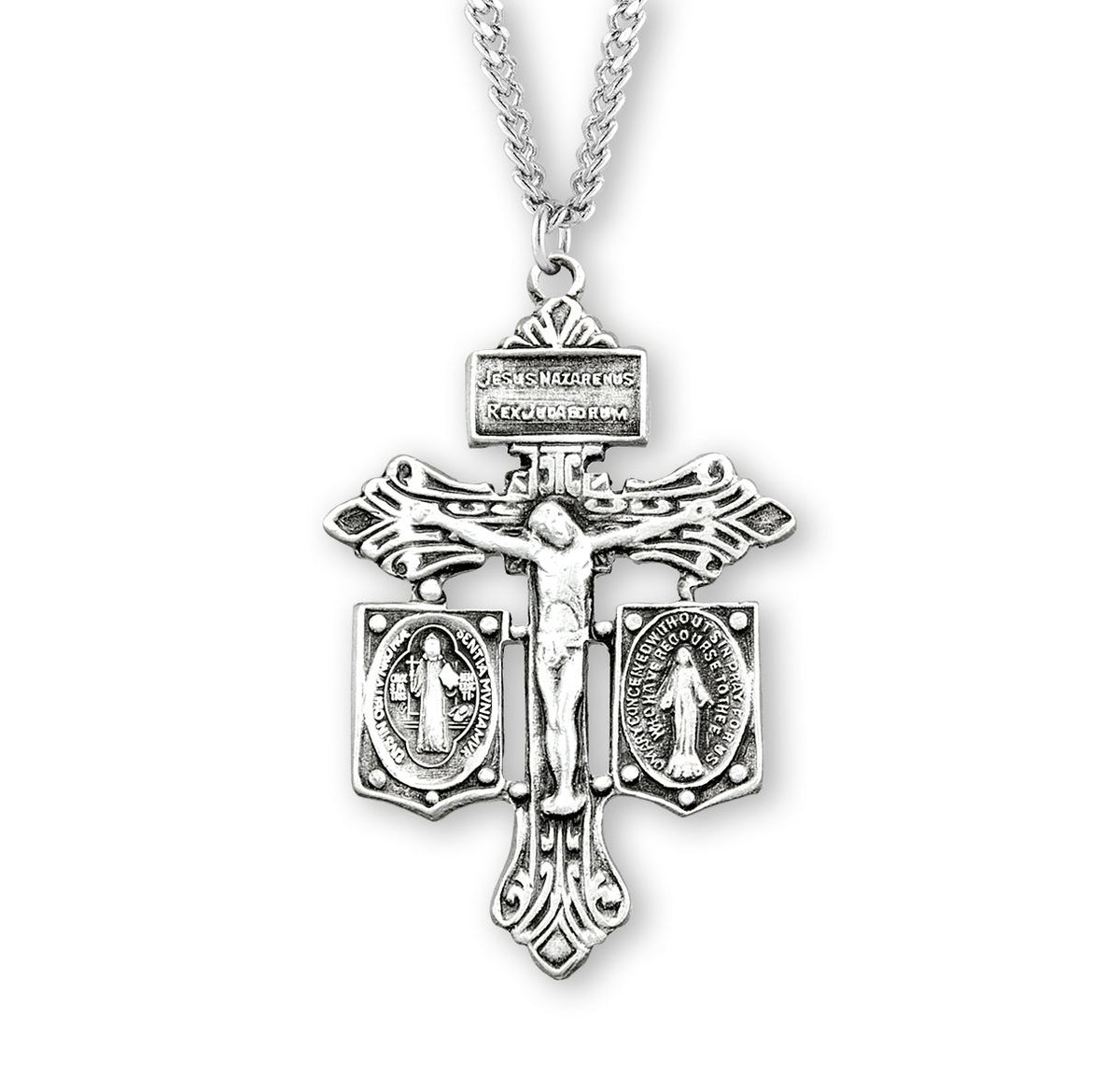 Saint Benedict and Miraculous Medal Pardon crucifix pendant