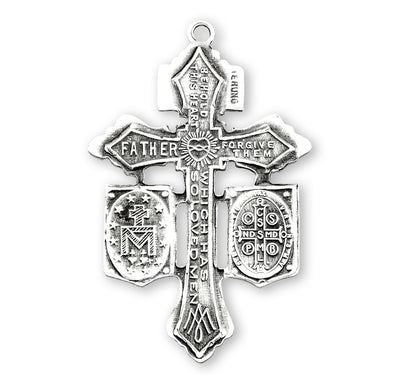 Back of Saint Benedict and Miraculous Medal Pardon crucifix pendant, HMH Religious