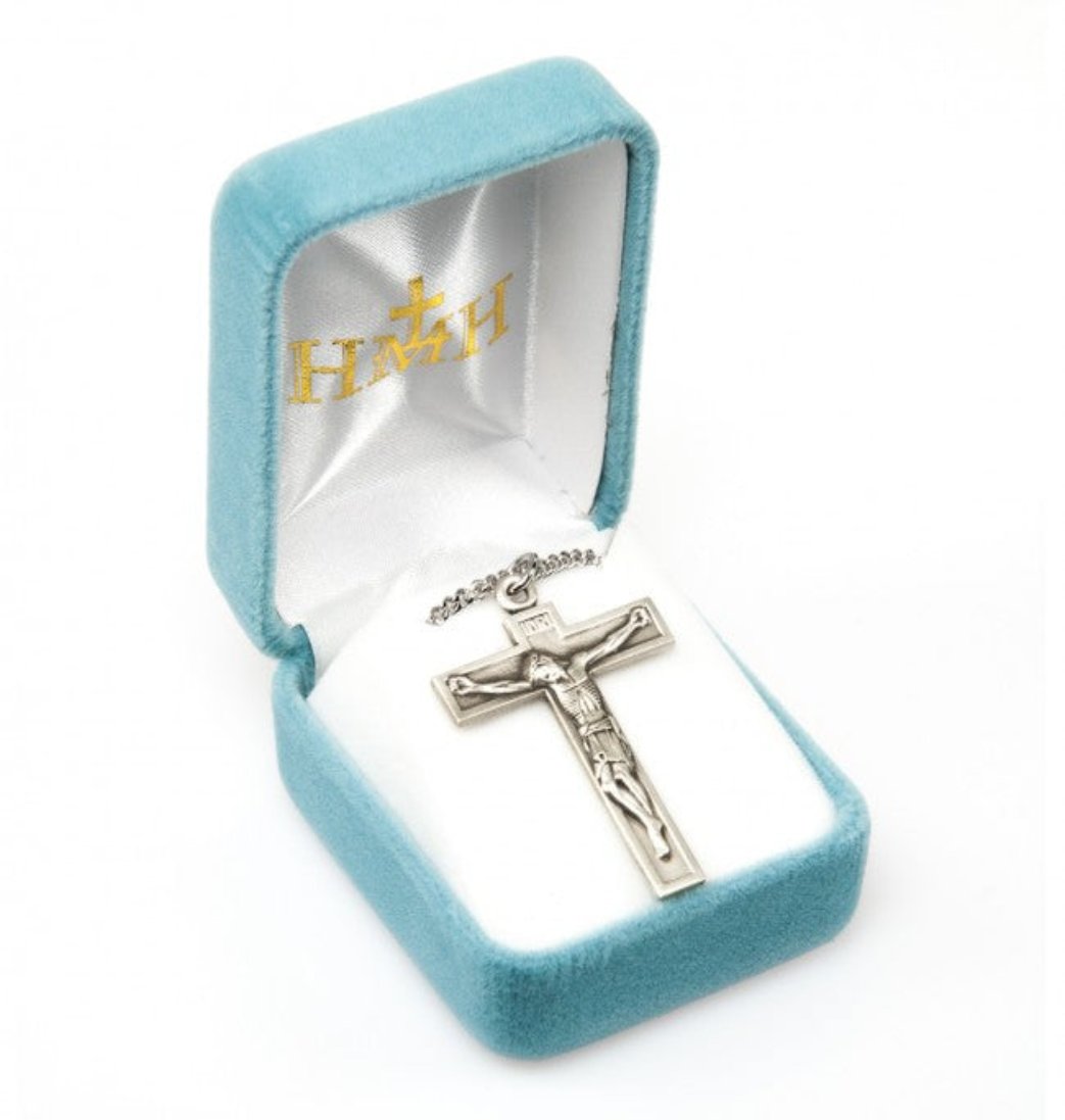 HMH Religious Short Top Sterling Silver Crucifix in Box,