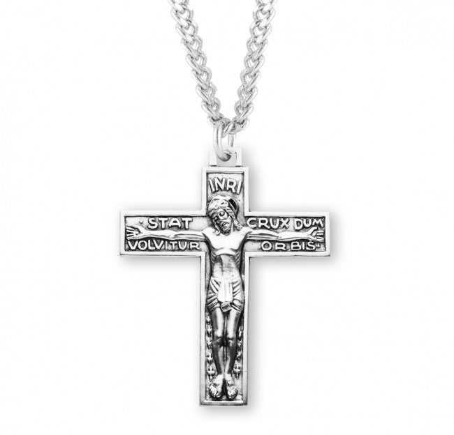 HMH Religious Stat Crux Dum Volvitur Orbis Sterling Silver Crucifix