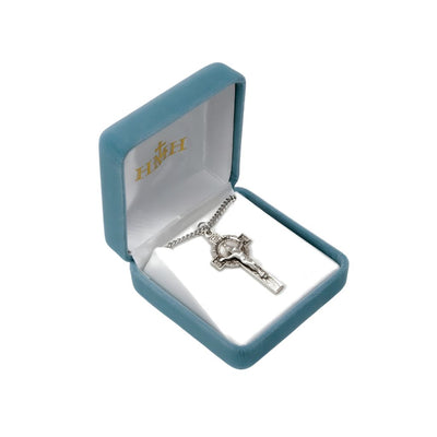 Miraculous Double Sided Sterling Silver Crucifix Necklace in Box, HMH Religious