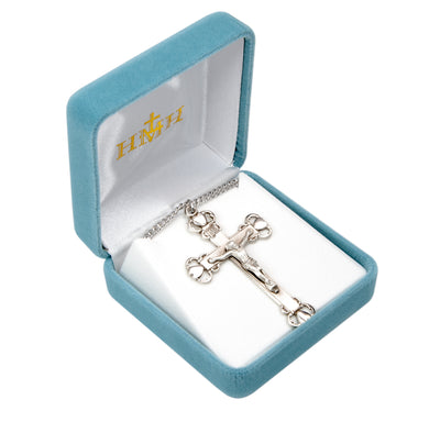 Heart Tipped Sterling Silver Necklace w/Chain in Box, HMH Religious