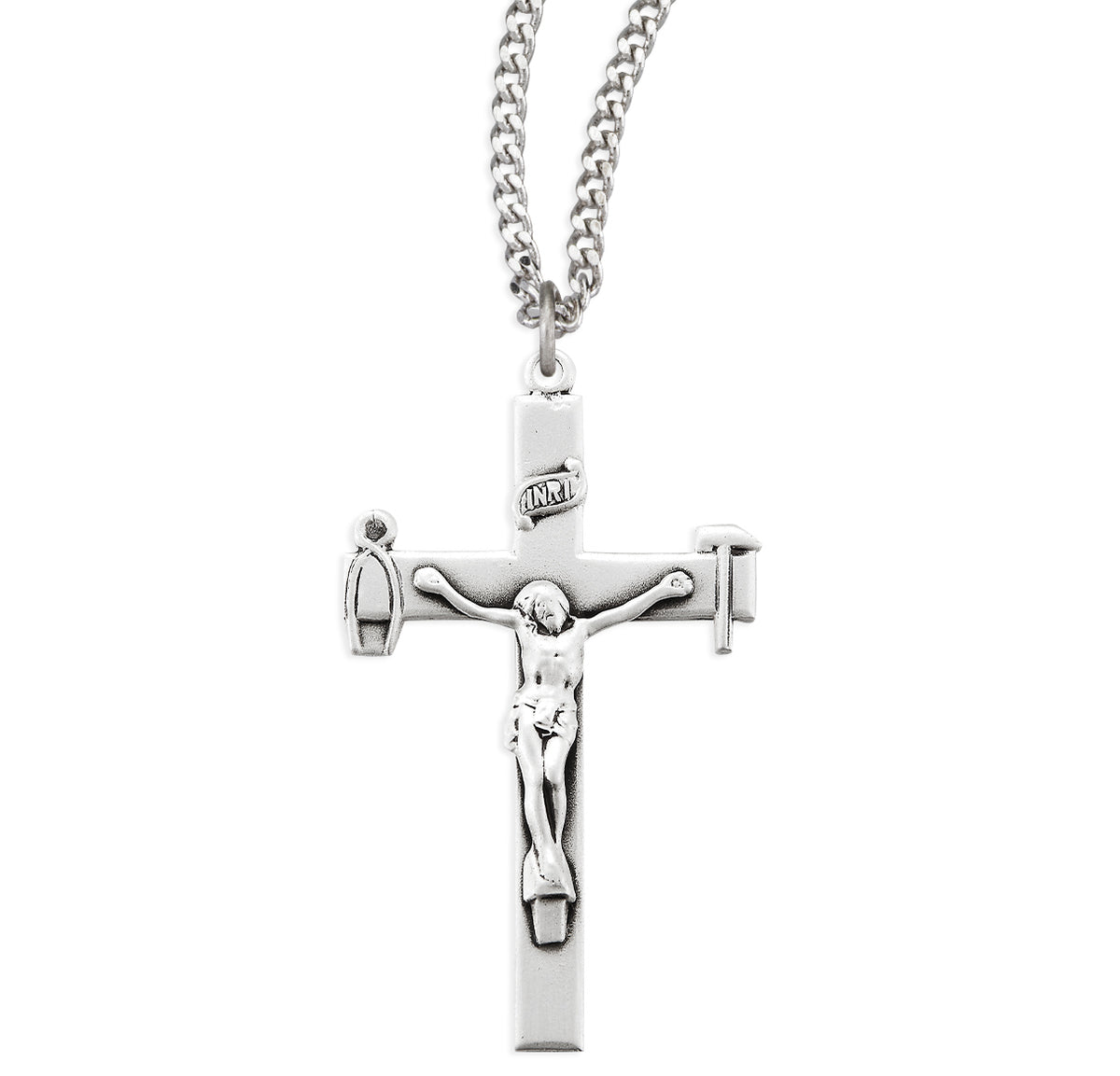 LaSalette Sterling Silver Crucifix with a Hammer and Pincers