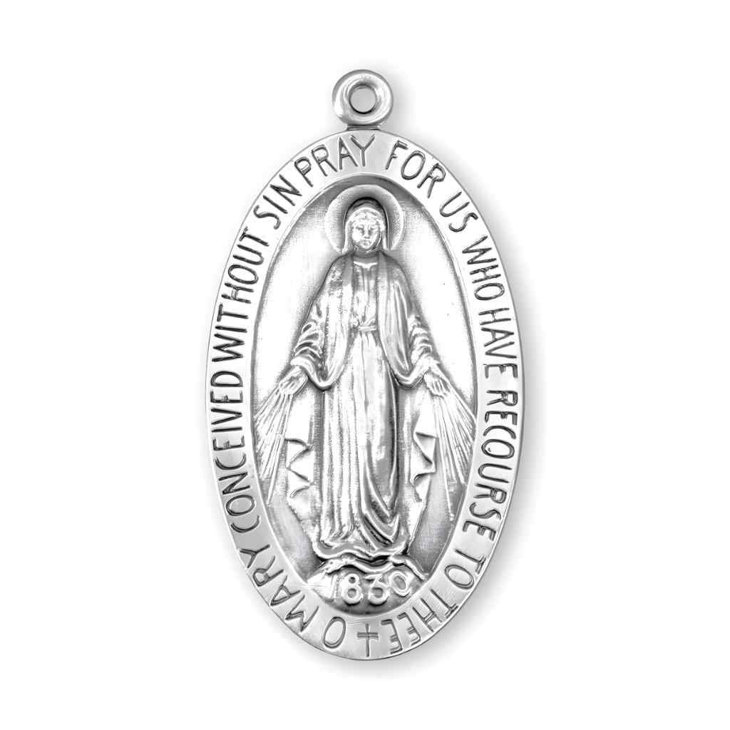 HMH Religious large oval .925 sterling silver Miraculous Medal