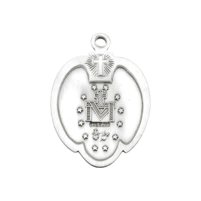 Back of the Miraculous with Angels Sterling Silver Medal Necklace with Chain, HMH Religious