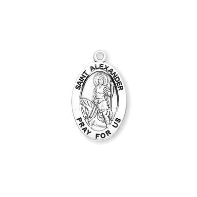 St Alexander Large Oval Sterling Silver Saint Medal, HMH Religious