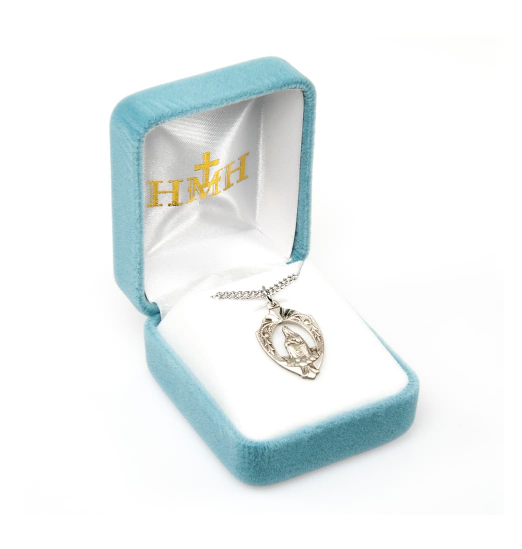 HMH Religious Our Lady of La Leche English Version Sterling Silver Medal in Box,