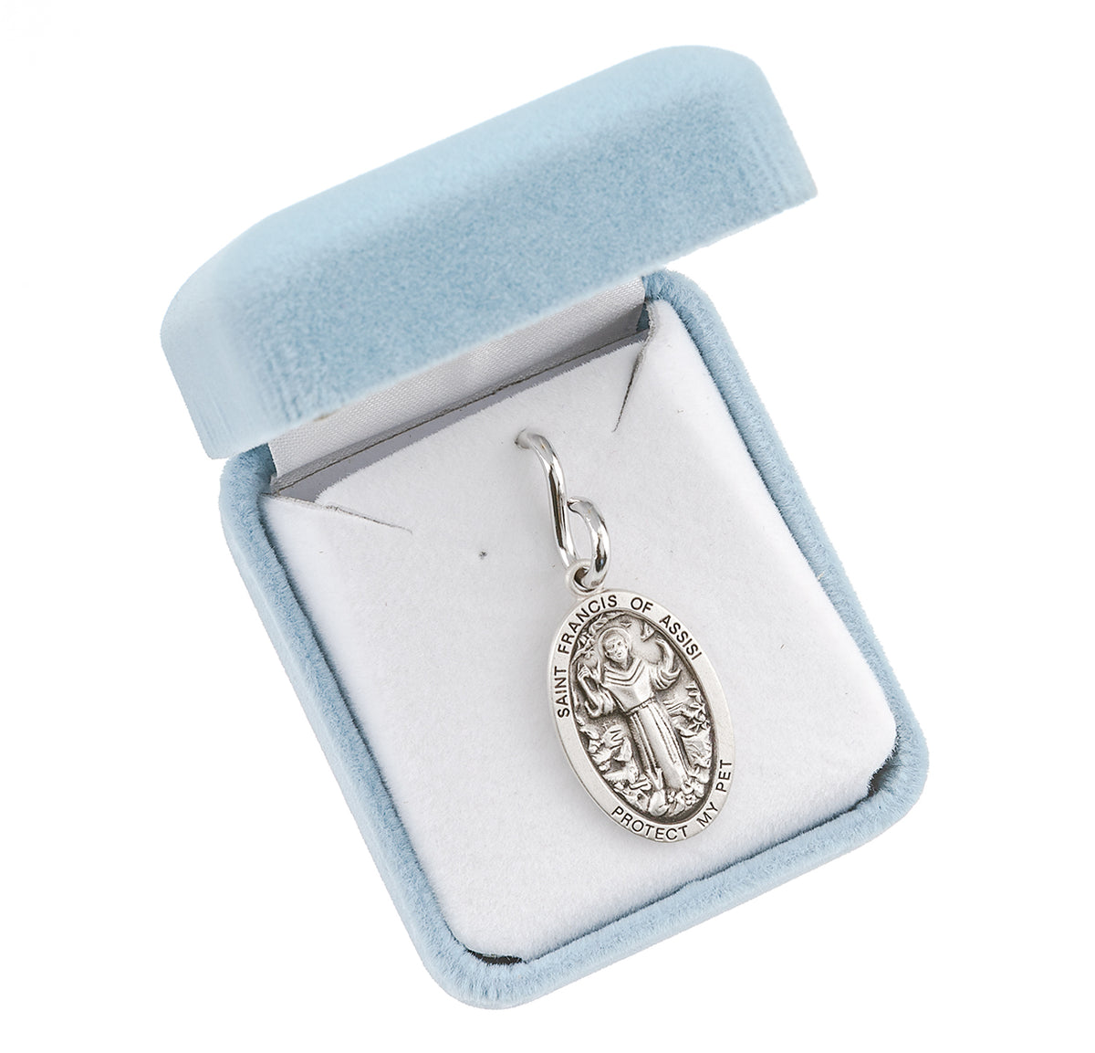 HMH St Francis of Assisi Oval Sterling Silver Pet Medal ID Tag in Box,