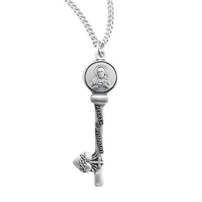 Hearts of Sympathy Key Sterling Silver Medal Necklace. Made in USA . Comes with an 18-inch chain, HMH Religious