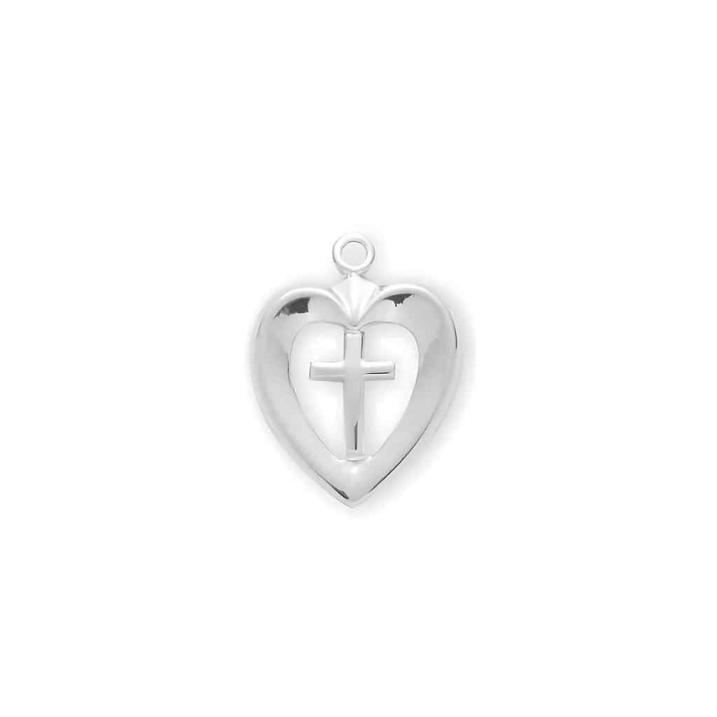 HMH Religious Open Heart Cross .925 sterling silver pendant