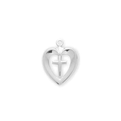 HMH Religious Open Heart Cross .925 sterling silver pendant