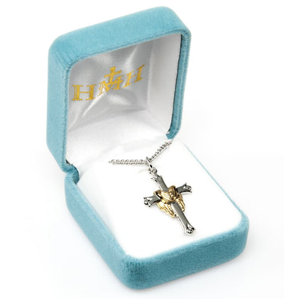 Two-Tone Gold over Sterling Silver Robe on a Sterling Sivler Lenten Cross Necklace in a Gift Box, HMH Religious