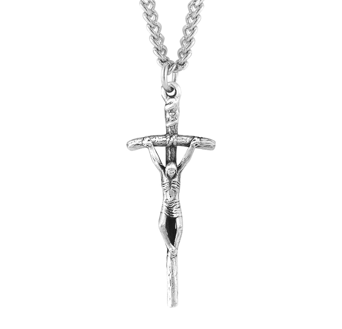 HMH Papal Sterling Silver Crucifix Necklace