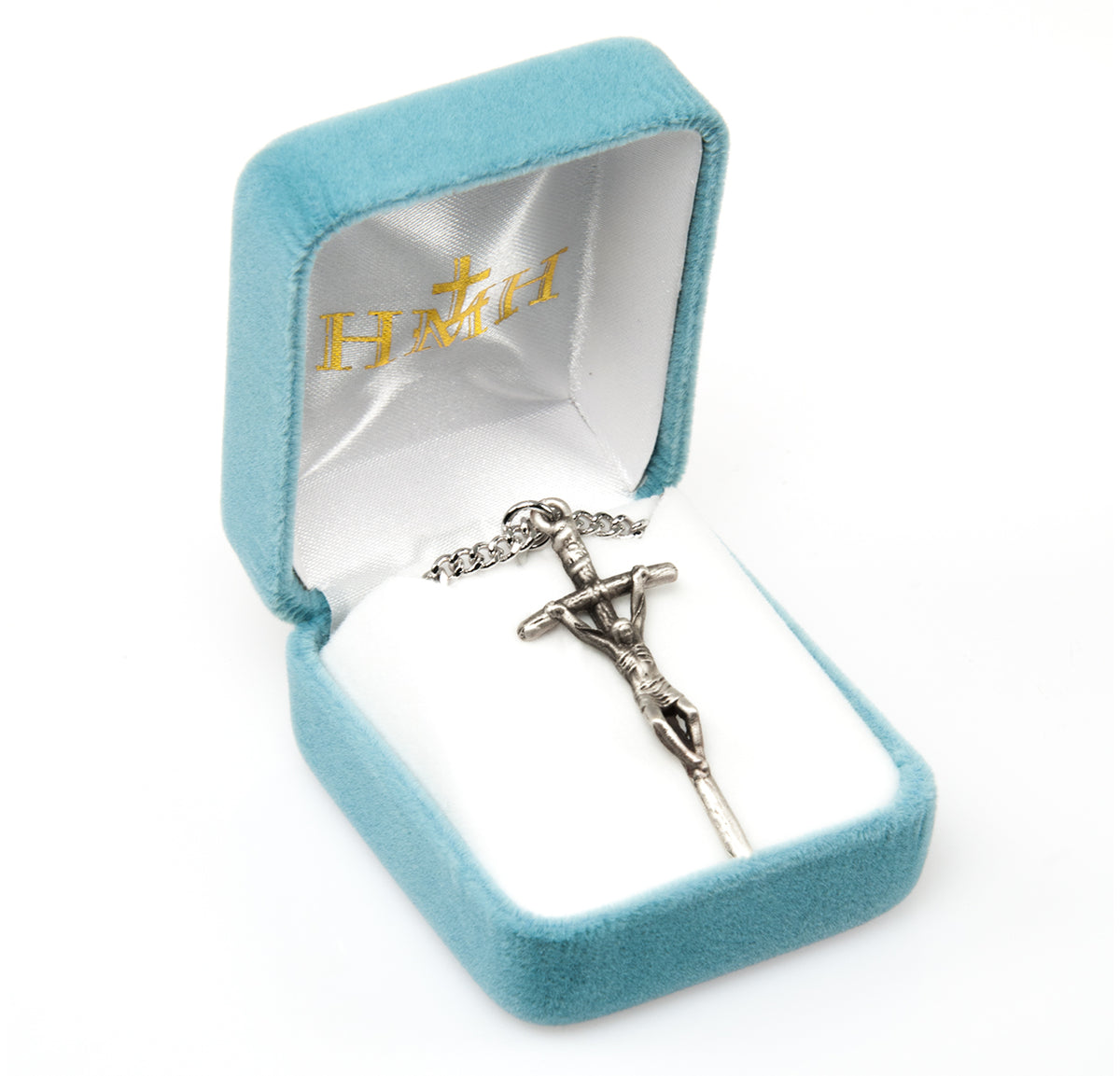 HMH Papal Sterling Silver Crucifix Necklace in Box