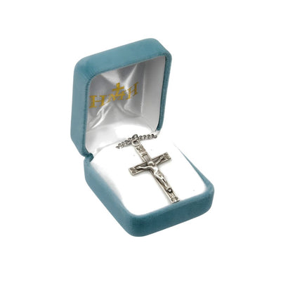 Swirl Tip Design Sterling Silver Crucifix Necklace in Box, HMH Religious