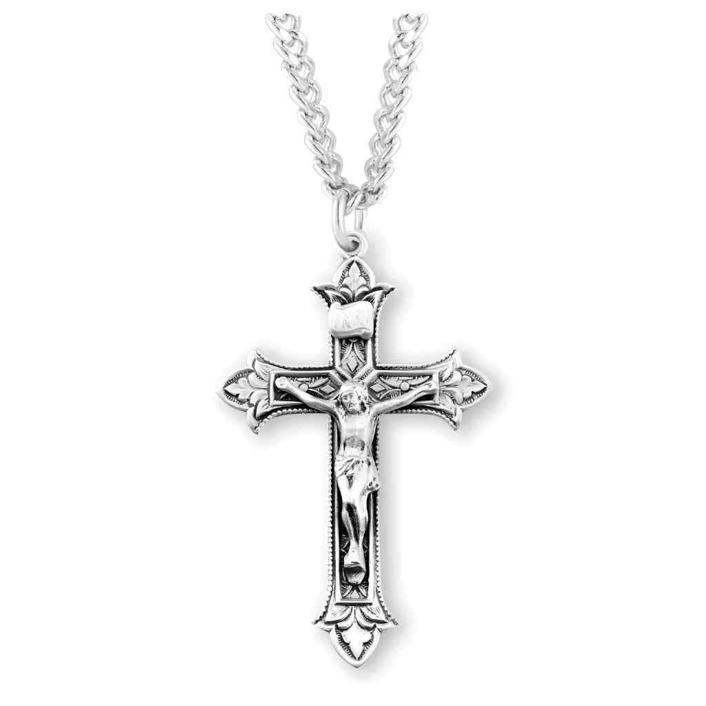 HMH Religious Fluer de Lis Tip Crucifix with 24" Stainless Steel Chain (view 1)