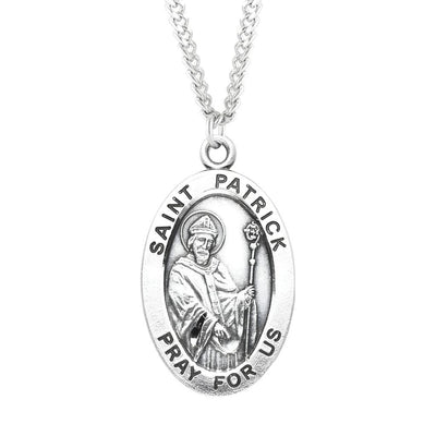 St. Patrick sterling silver medal necklace . .925 silver medal, 24" chain, HMH Religious