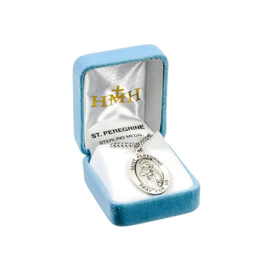 Shop the St. Peregrine Laziosi sterling silver medal necklace . .925 silver medal, 24" chain and gift box, HMH Religious
