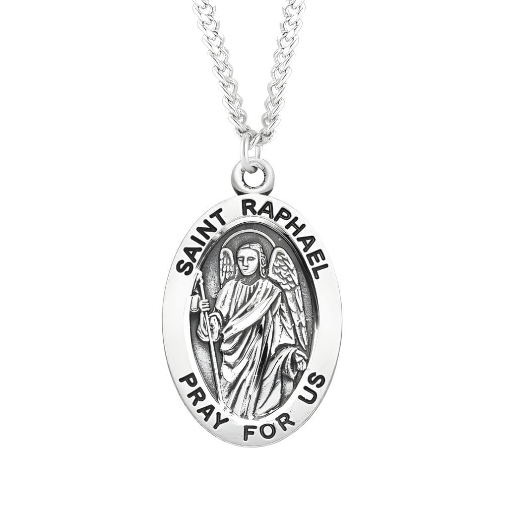 HMH Religious St. Raphael the Archangel sterling silver medal necklace by HMH Religious. .925 silver medal, 24" chain.