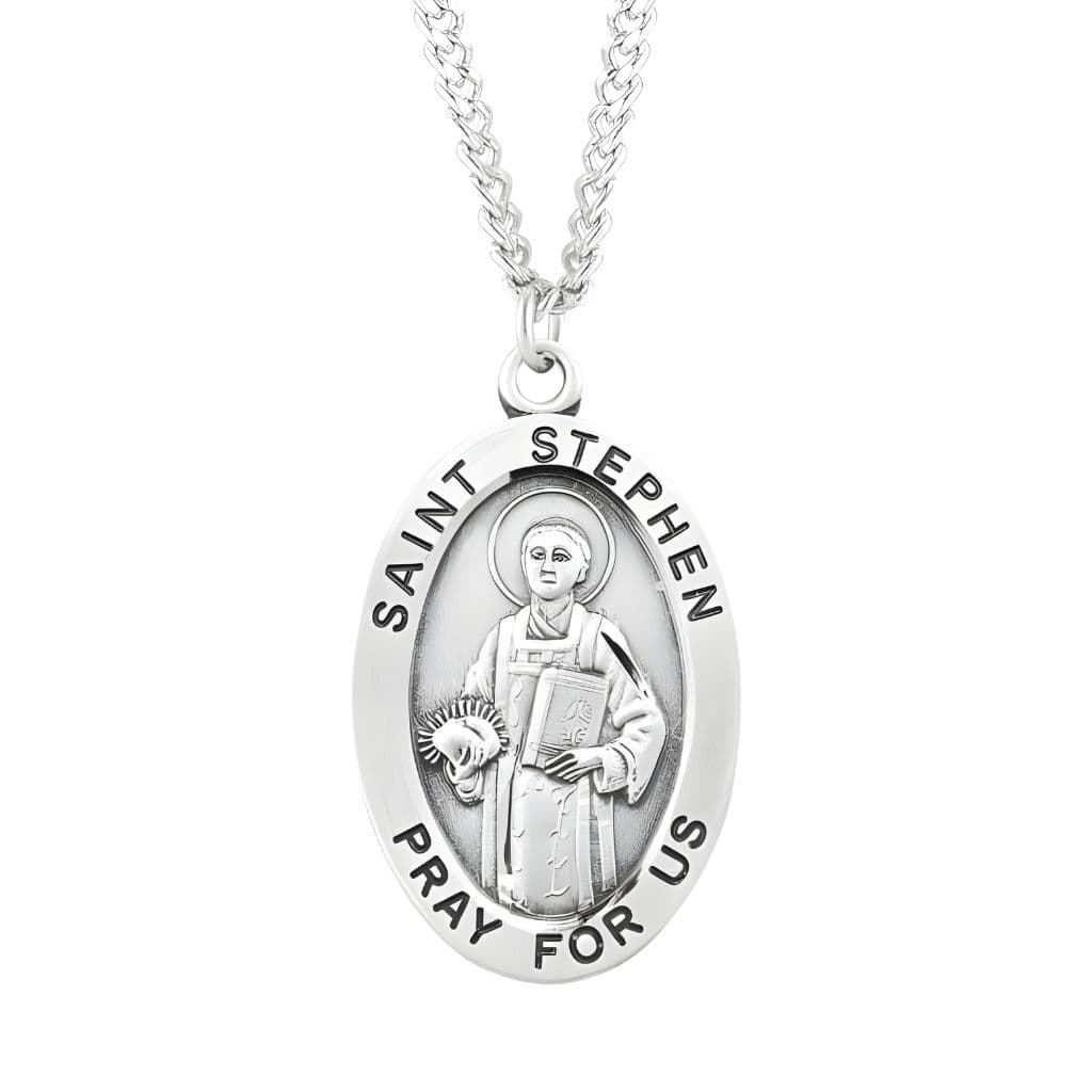 HMH Religious  St. Stephen the Martyr sterling silver medal necklace by HMH Religious. .925 silver medal, 24" chain.