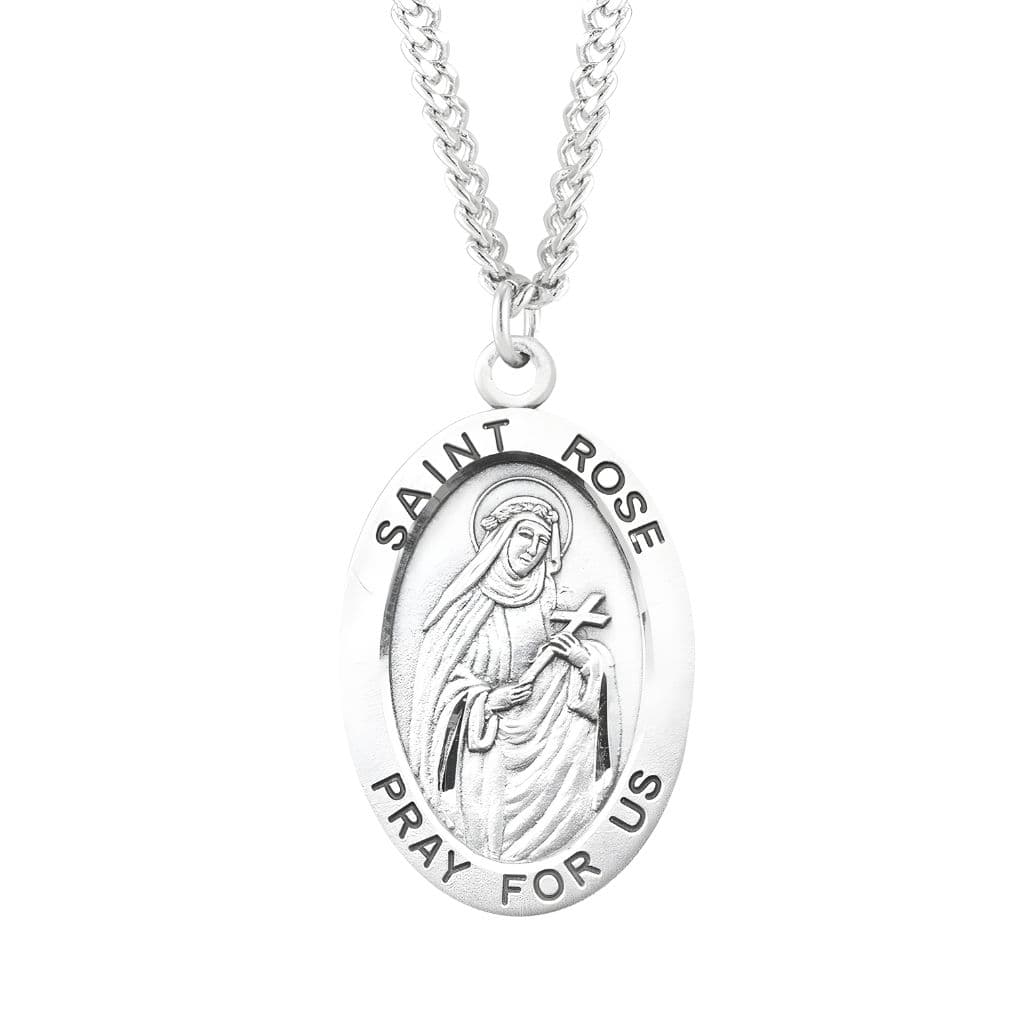 HMH Religious St. Rose of Lima sterling silver medal necklace by HMH Religious. .925 silver medal, 24" chain.