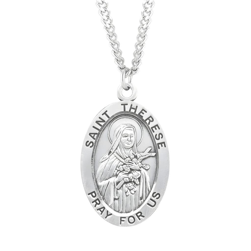 HMH Religious St. Therese of Lisieux sterling silver medal necklace by HMH Religious. .925 silver medal, 24" chain.