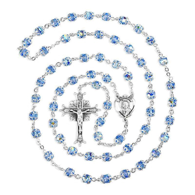 Sacred Heart Sterling Silver Lt Sapphire Crystal Rosary (view 2), HMH Religious
