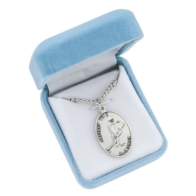 St. Christopher Sterling Silver Golf Medal Necklace, .925, Gift Box, HMH Religious
