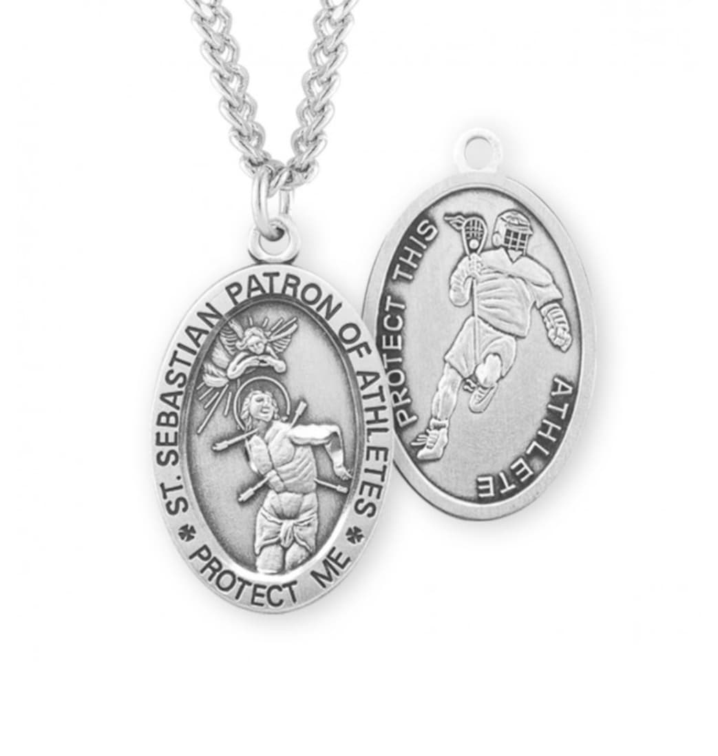 Hirten Oval St Sebastian Men's Lacrosse Medal w/Card,