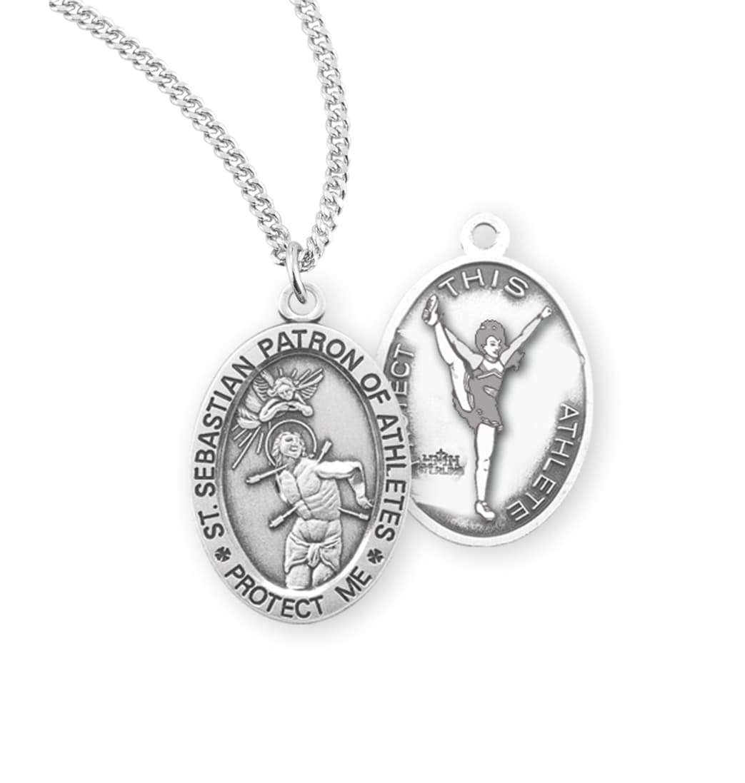 HMH Religious St Sebastian Sterling Female Cheerleading Medal Necklace,