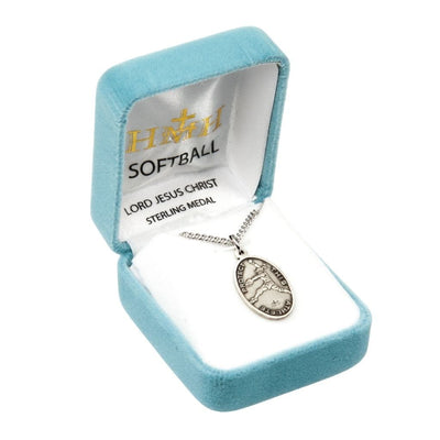 Lord Jesus Christ Sterling Female Softball Medal in Box, HMH Religious