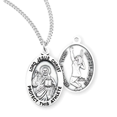Lord Jesus Christ Sterling Female Tennis Medal with Chain, HMH Religious