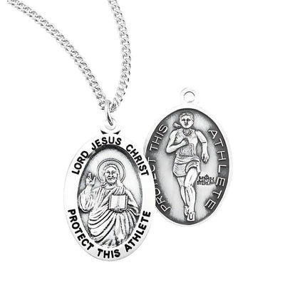 Lord Jesus Christ Sterling Female Track Medal with Chain, HMH Religious