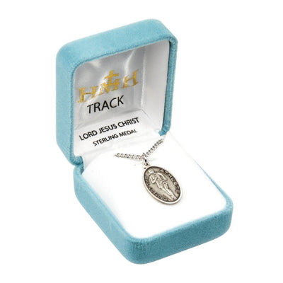 Lord Jesus Christ Sterling Female Track Medal in gift box, HMH Religious