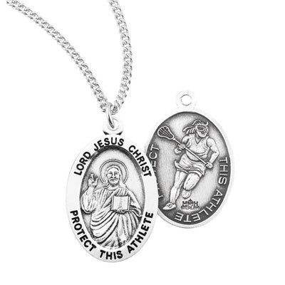 Lord Jesus Christ Sterling Female Lacrosse Medal with Chain, HMH Religious