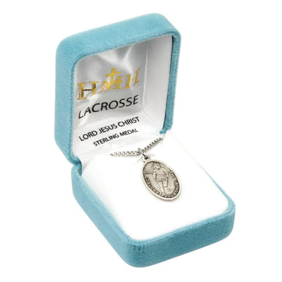 Lord Jesus Christ Sterling Female Lacrosse Medal in Gift Box, HMH Religious