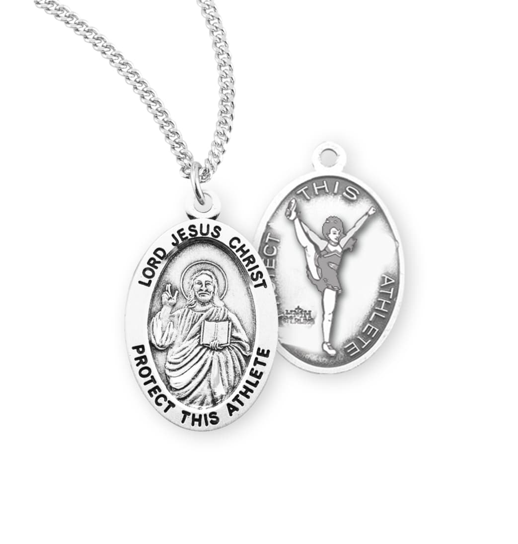 HMH Religious Lord Jesus Christ Sterling Female Cheerleading Medal with Chain,